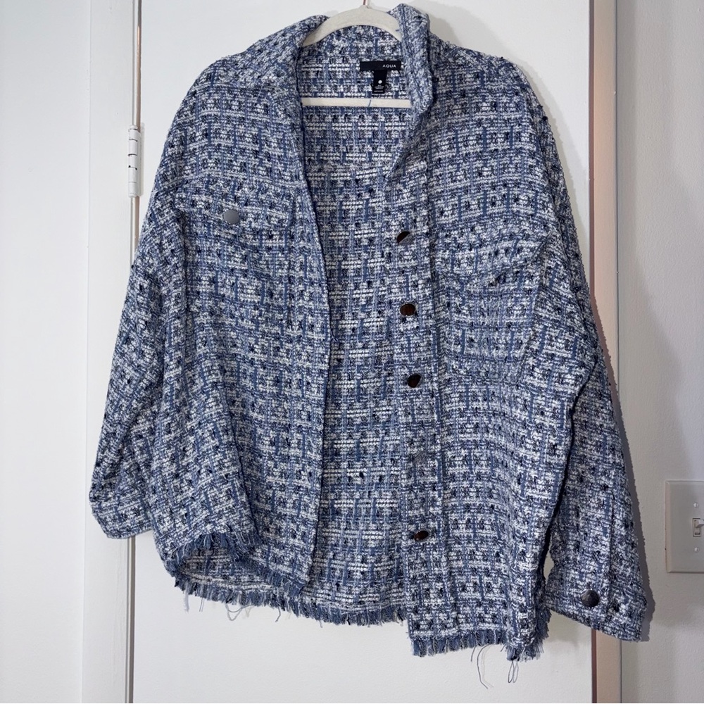 Aqua Blue Tweed w/ Silver Hardware Jacket-Blazer